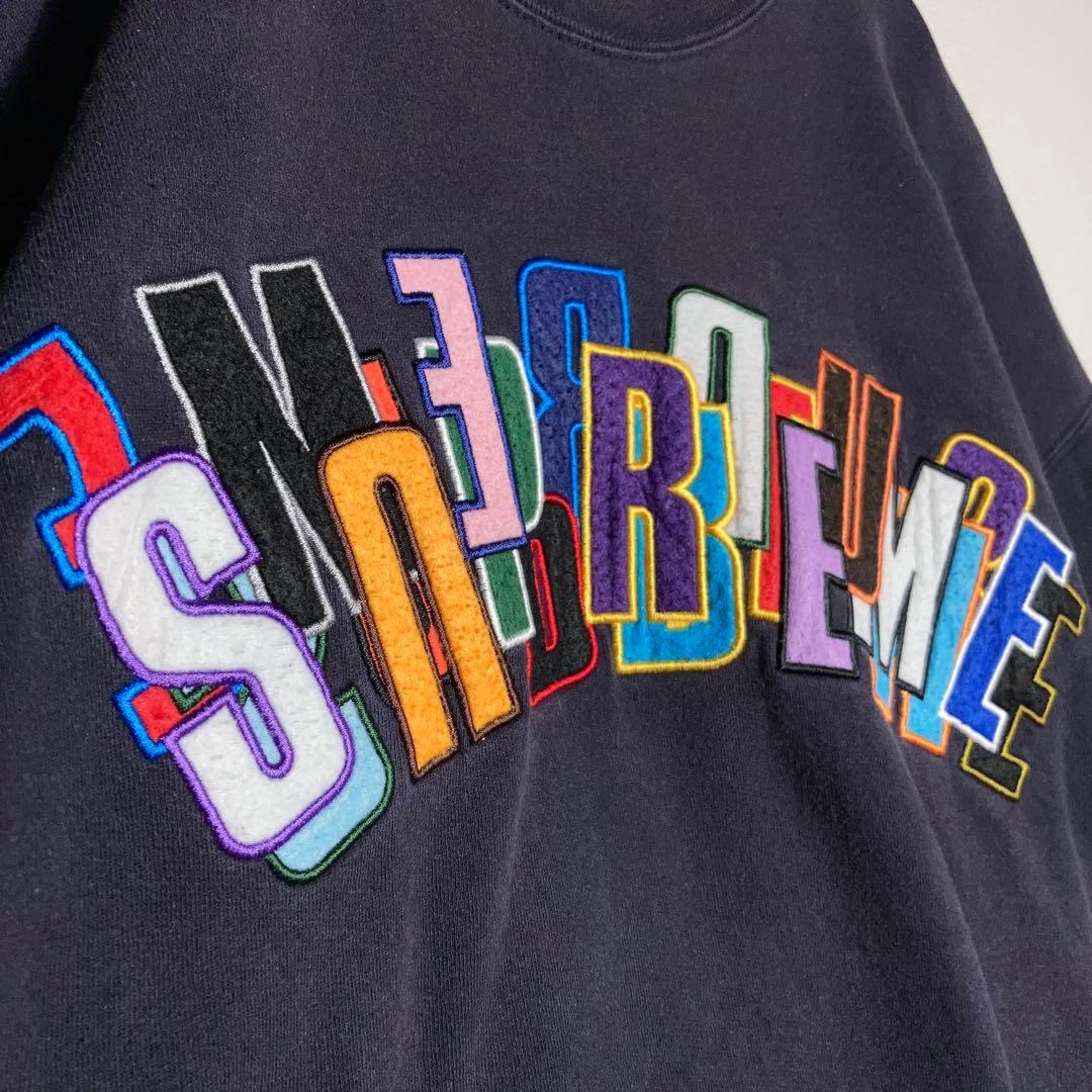 SUPREME‼︎ スウェット ビッグロゴ 刺繍ロゴ 紺 XL.