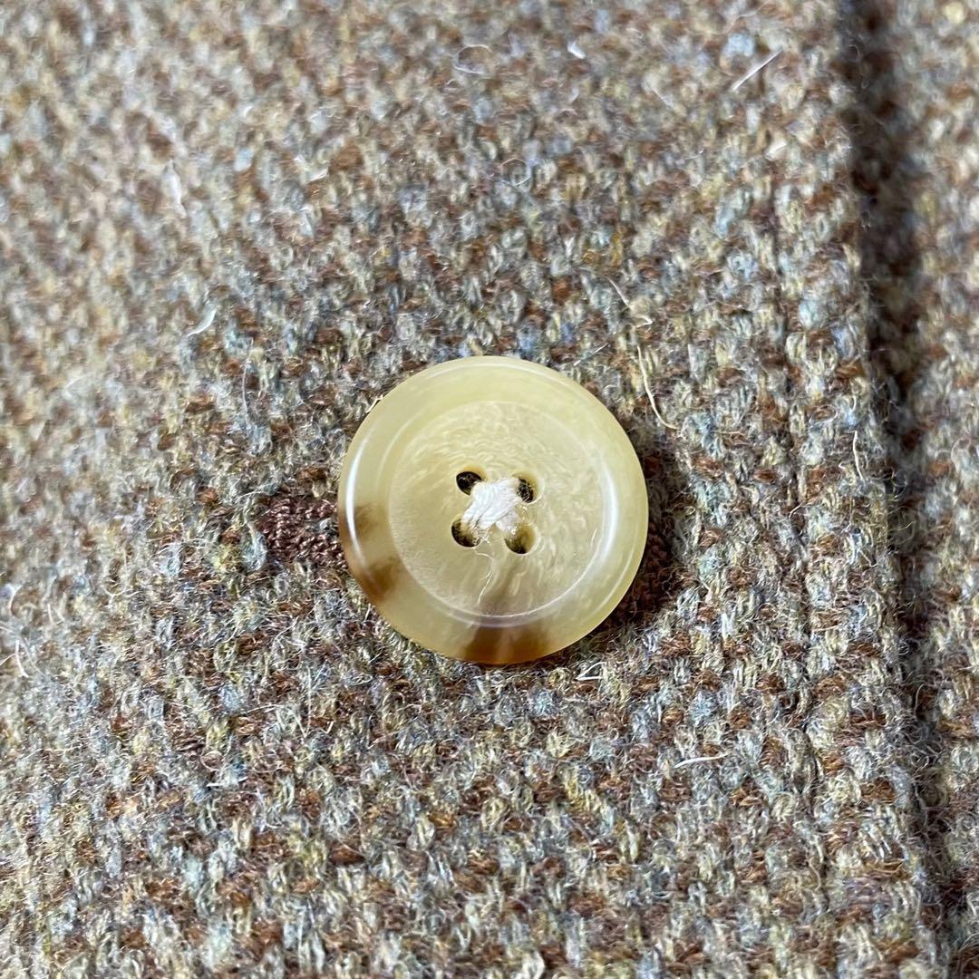 RALPH LAURENブラウンツイードヘリンボーンテーラドジャケット