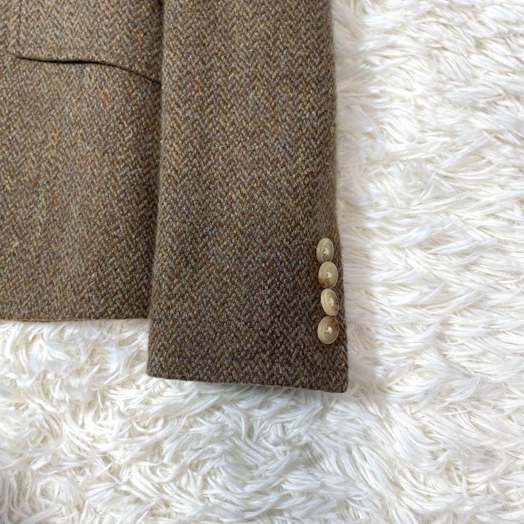 RALPH LAURENブラウンツイードヘリンボーンテーラドジャケット