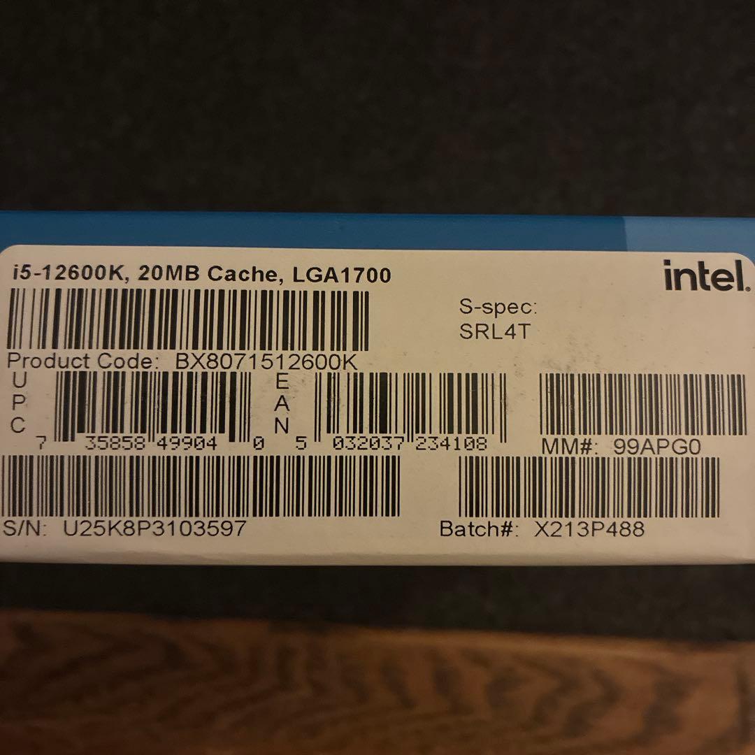 【新品】Intel Core i5-12600K 12th Gen CPU