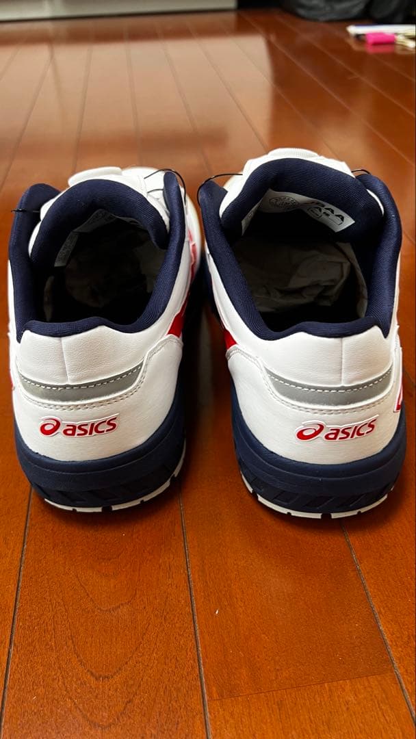 ASICS 安全靴 ホワイト/レッド ベルクロ式