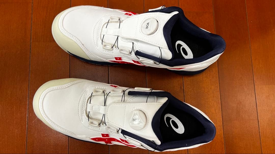 ASICS 安全靴 ホワイト/レッド ベルクロ式