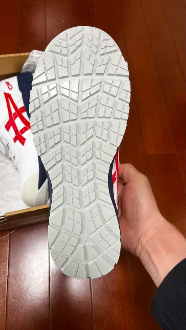 ASICS 安全靴 ホワイト/レッド ベルクロ式