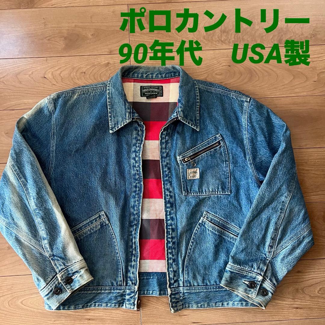 ◉ USA製 ポロカントリー デニムジャケット 裏地チェックL Lee91-B