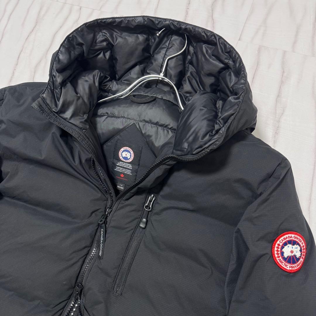 XL相当✨ カナダグース ロッジ フーディ ライトダウンジャケット 黒 フード