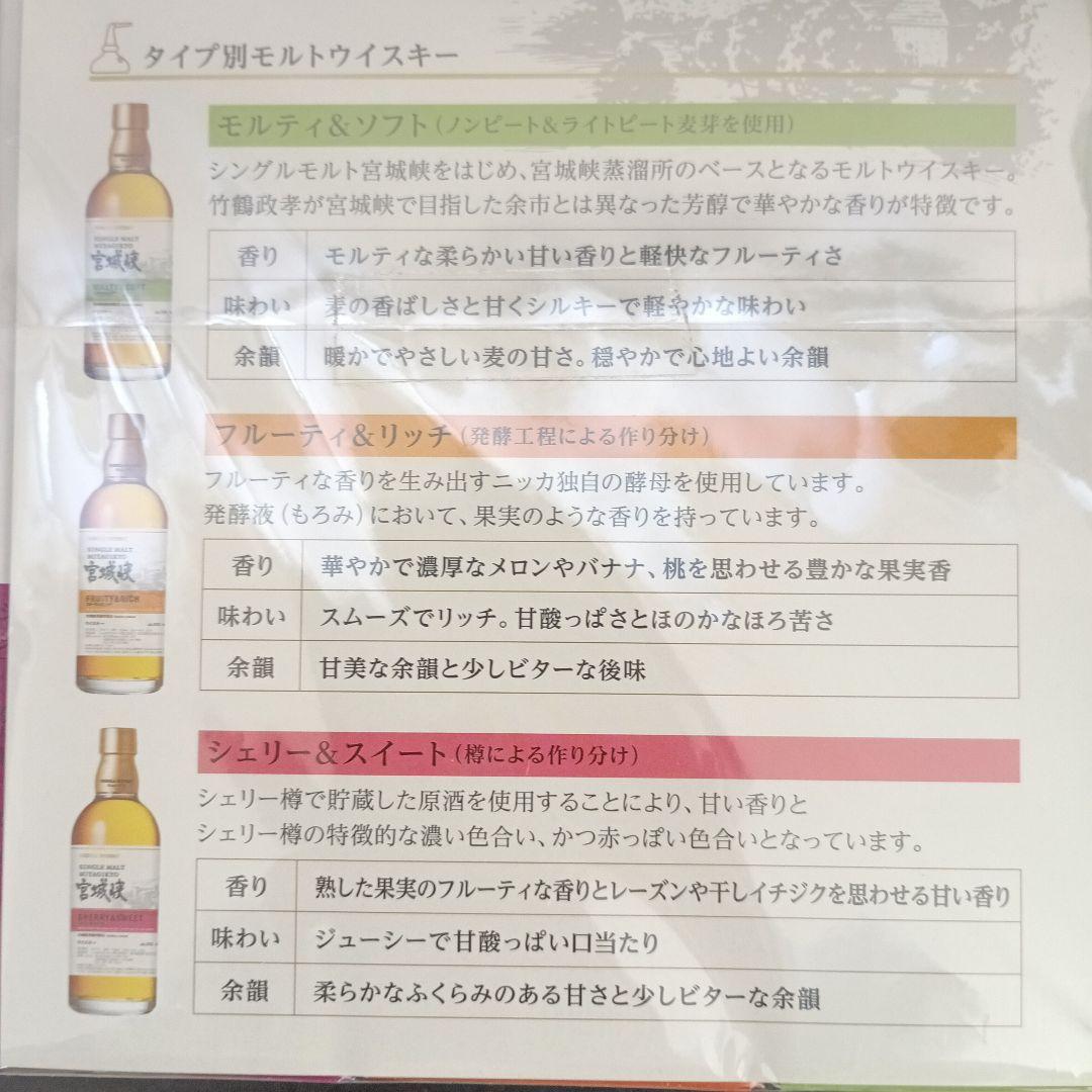ニッカウヰスキー宮城峡蒸溜所限定ウイスキー３本セット＆ブレンデッドウイスキー１本