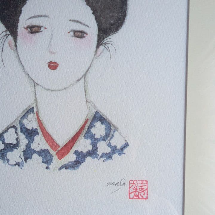 米倉斉加年 版画 額装と　スエーデン製のテーブルセンター