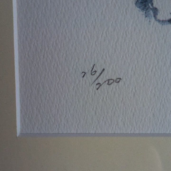 米倉斉加年 版画 額装と　スエーデン製のテーブルセンター