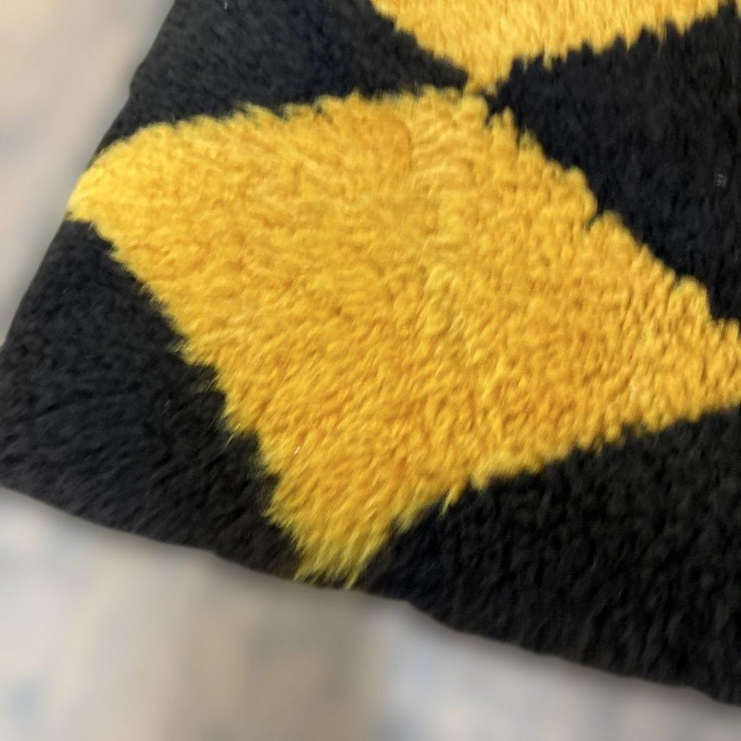 A2 昭和レトロ ダイヤ柄 羊毛皮 ムートンラグ 敷物 シートカバーパッチワーク