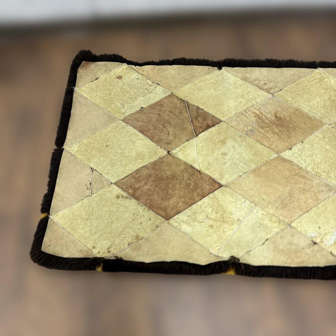 A2 昭和レトロ ダイヤ柄 羊毛皮 ムートンラグ 敷物 シートカバーパッチワーク
