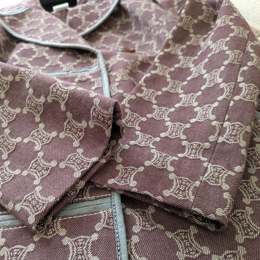 CELINE マカダム柄 Pコート 36 ハンガー付