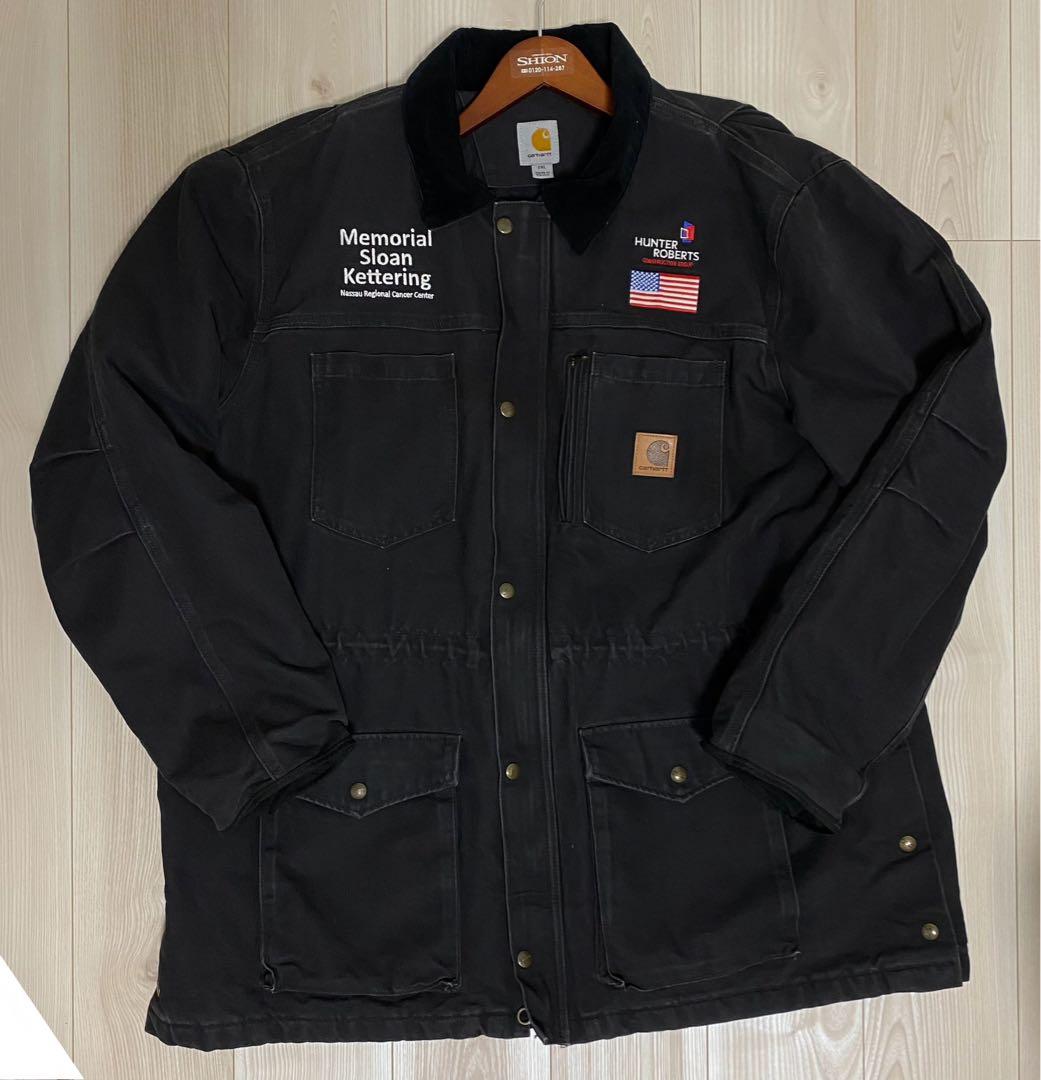 カーハート　ブラック　ジャケット　ダック生地　Carhartt　 襟コーデュロイ