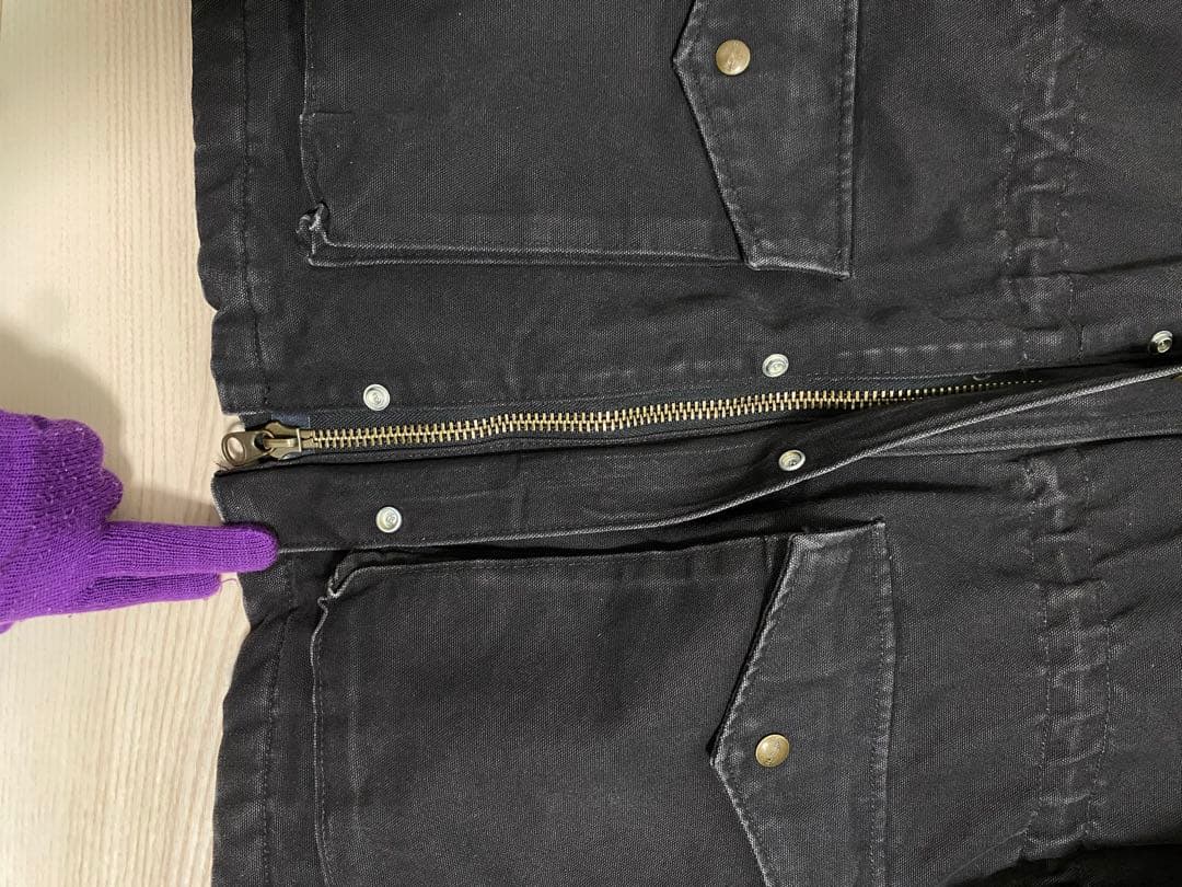 カーハート　ブラック　ジャケット　ダック生地　Carhartt　 襟コーデュロイ