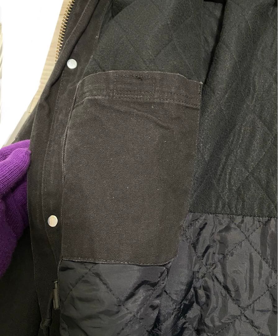 カーハート　ブラック　ジャケット　ダック生地　Carhartt　 襟コーデュロイ