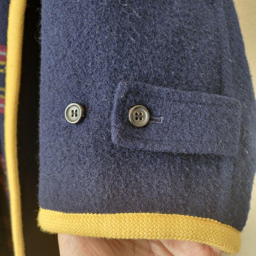 Papas /メルトンウール ダブルフェイス ダッフルコート ネイビー ミドル丈