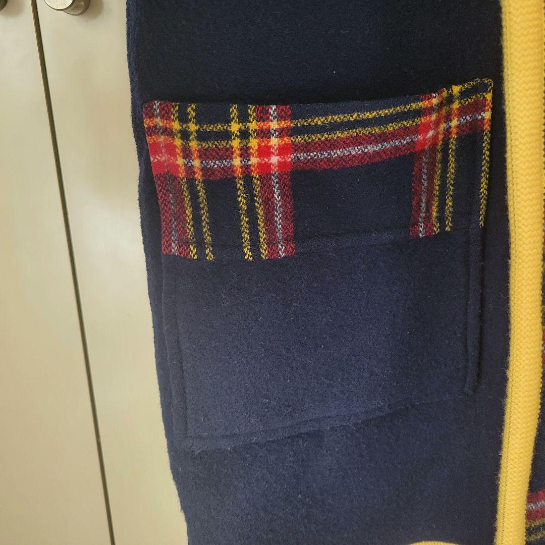 Papas /メルトンウール ダブルフェイス ダッフルコート ネイビー ミドル丈