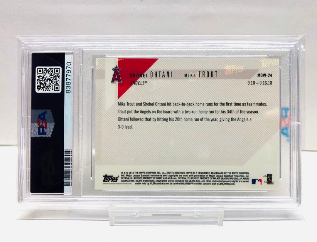 PSA10 大谷翔平 トラウト 2018 TOPPS Now MOW24 RC