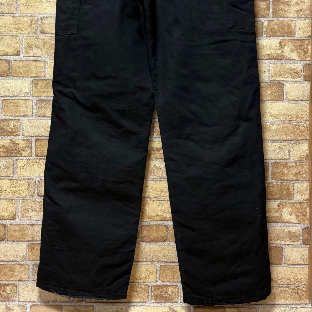 カーハート　メキシコ製　ダック地　オーバーオール　ダブルニー　黒　36/34.