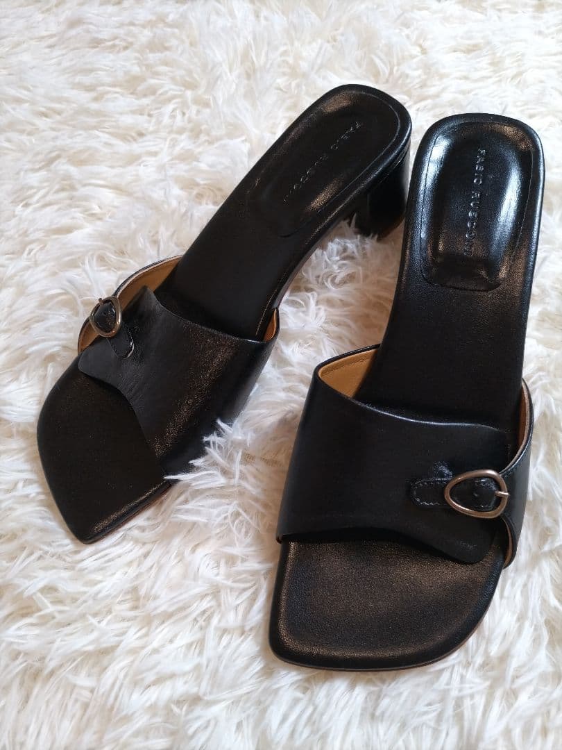 【美品】39 ファビオルスコーニ ミュール サンダル ブラック 24cm