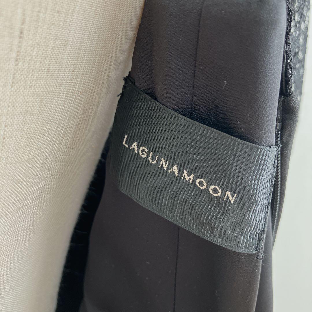 ラグナムーン　ブラック　スリーブレースカッティングドレスmB602072919M