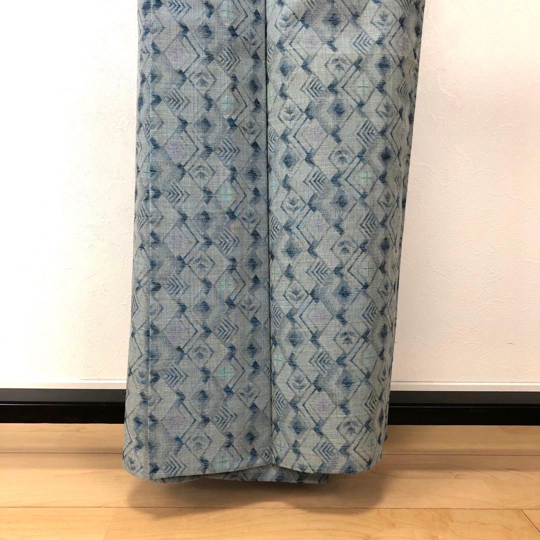 SK-035 夏着物 紬 薄物 広衿 菱 華 甕覗色