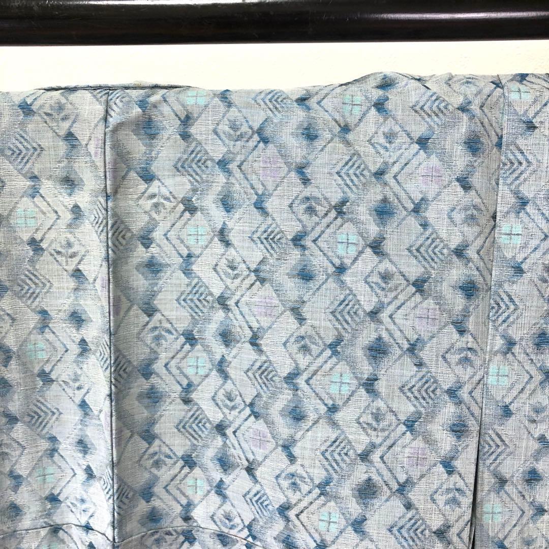 SK-035 夏着物 紬 薄物 広衿 菱 華 甕覗色