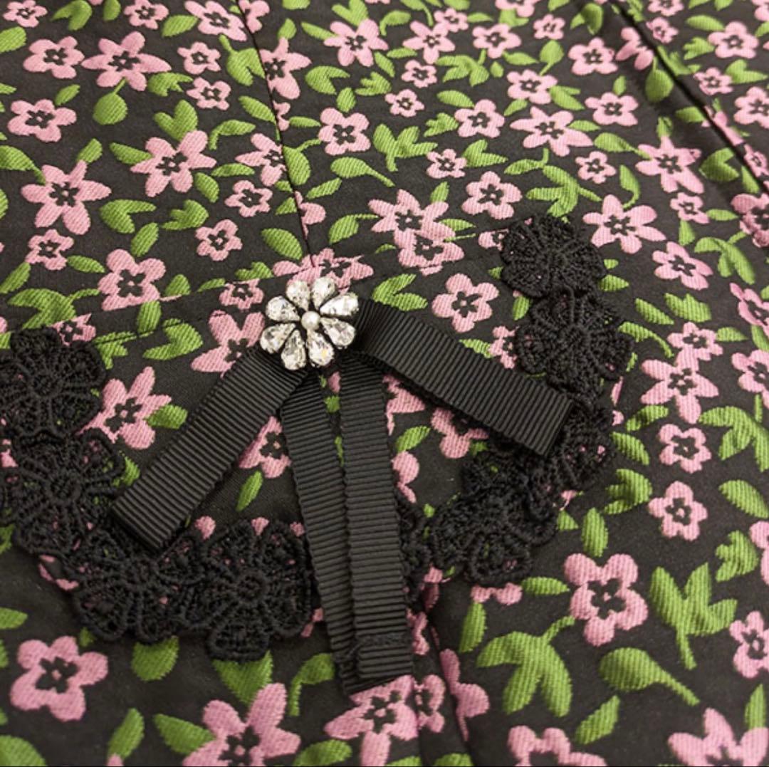 新品タグ付き　スーパービューティー☆ 花柄ジャガード織の袖切替ワンピース