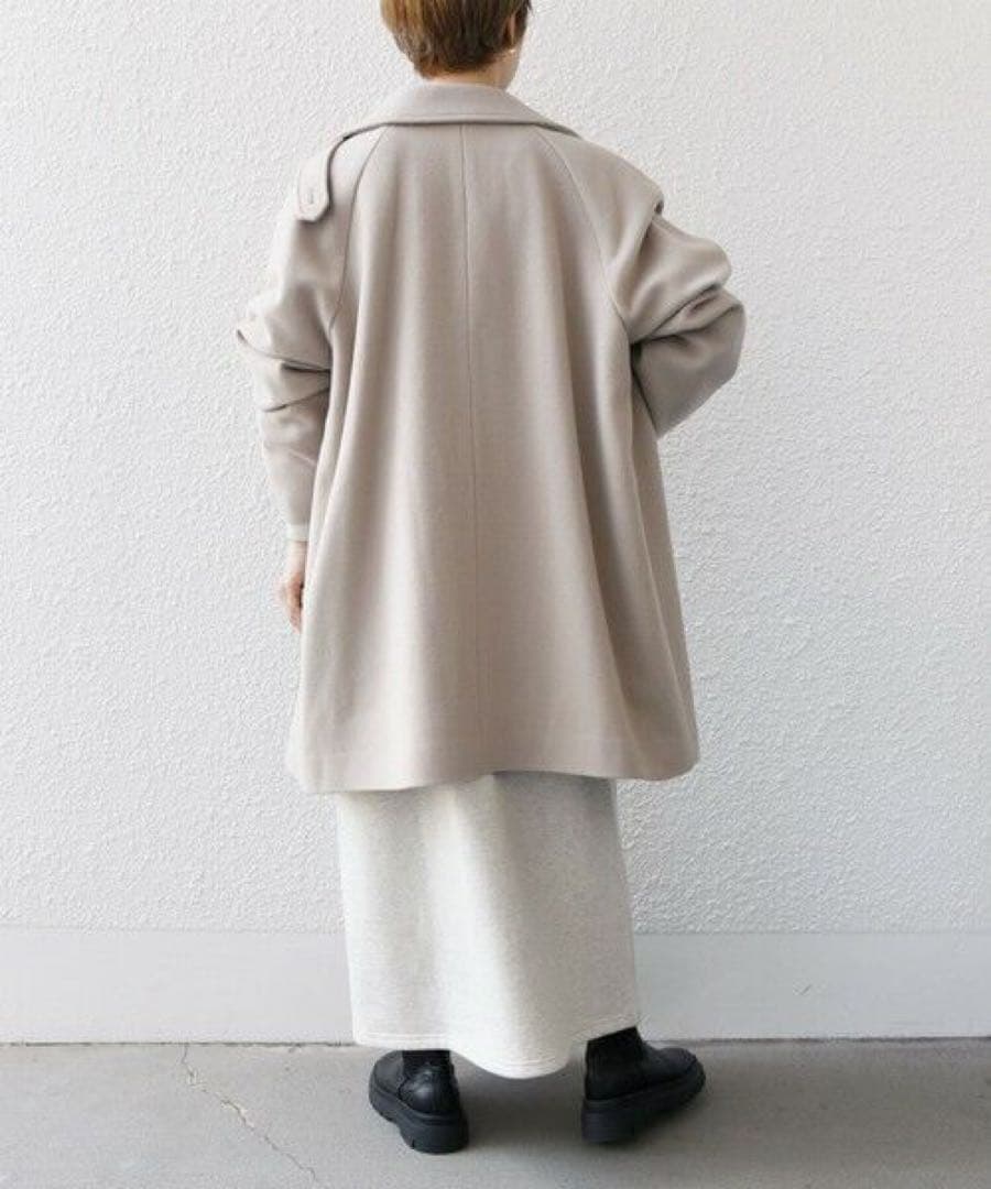 2023AW【SHIPS any】スタンドダブルカラーコート　ベージュ　36