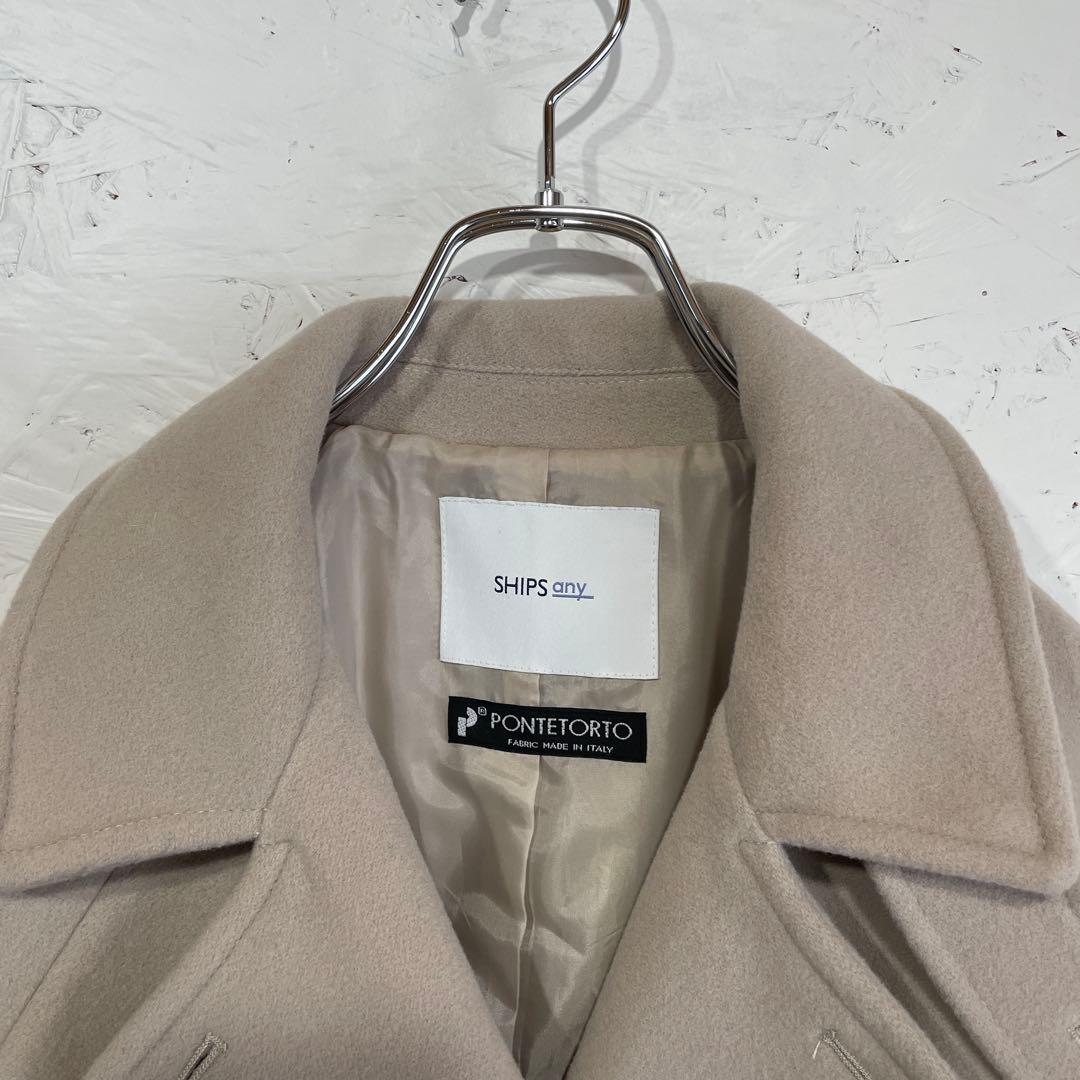 2023AW【SHIPS any】スタンドダブルカラーコート　ベージュ　36