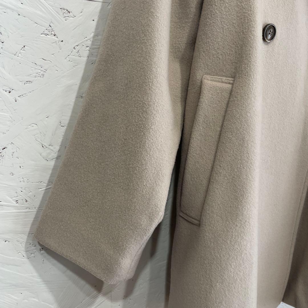 2023AW【SHIPS any】スタンドダブルカラーコート　ベージュ　36