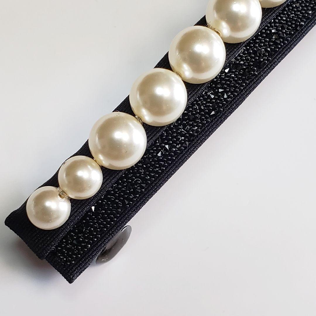 新品　コンプレックスビズ　パール　ブラック　スワロフスキー　バレッタ　セレモニー