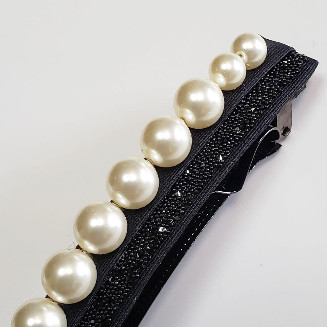 新品　コンプレックスビズ　パール　ブラック　スワロフスキー　バレッタ　セレモニー