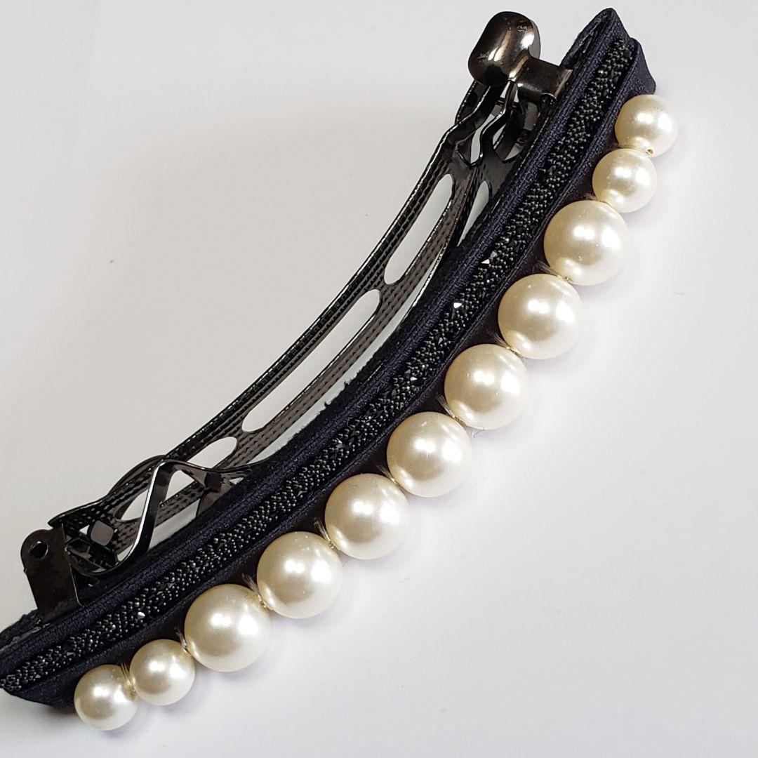 新品　コンプレックスビズ　パール　ブラック　スワロフスキー　バレッタ　セレモニー
