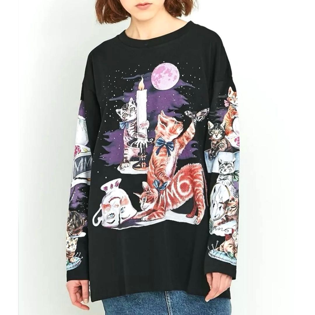 [なみへい ] MM6 - キャットプリント L/S カットソー