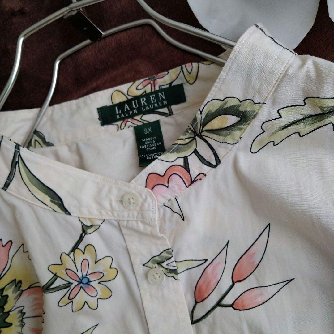 ローレンラルフローレン 花柄 五分袖 チュニック ボタニカル 3L