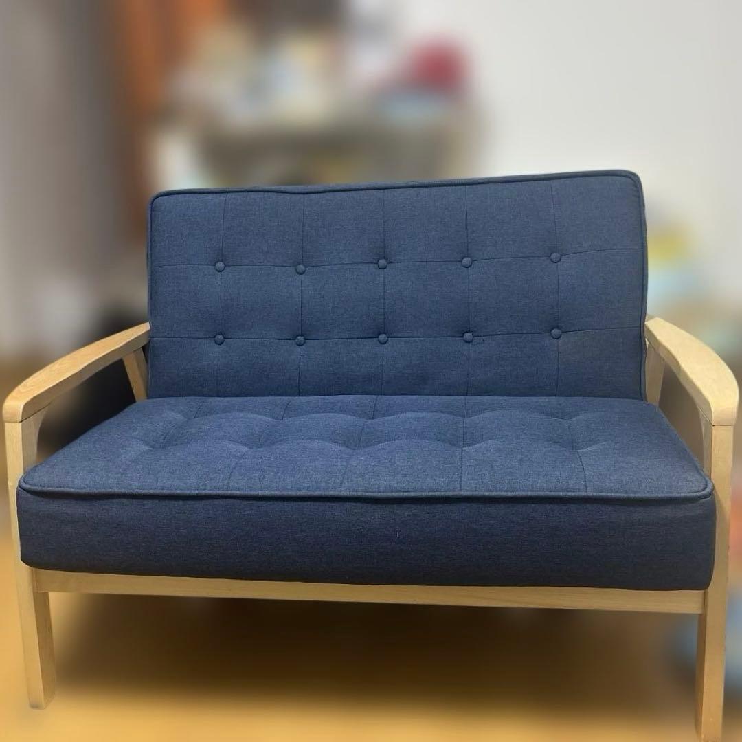 【美品】　ニトリ　ソファ　ネイビー　2人がけ