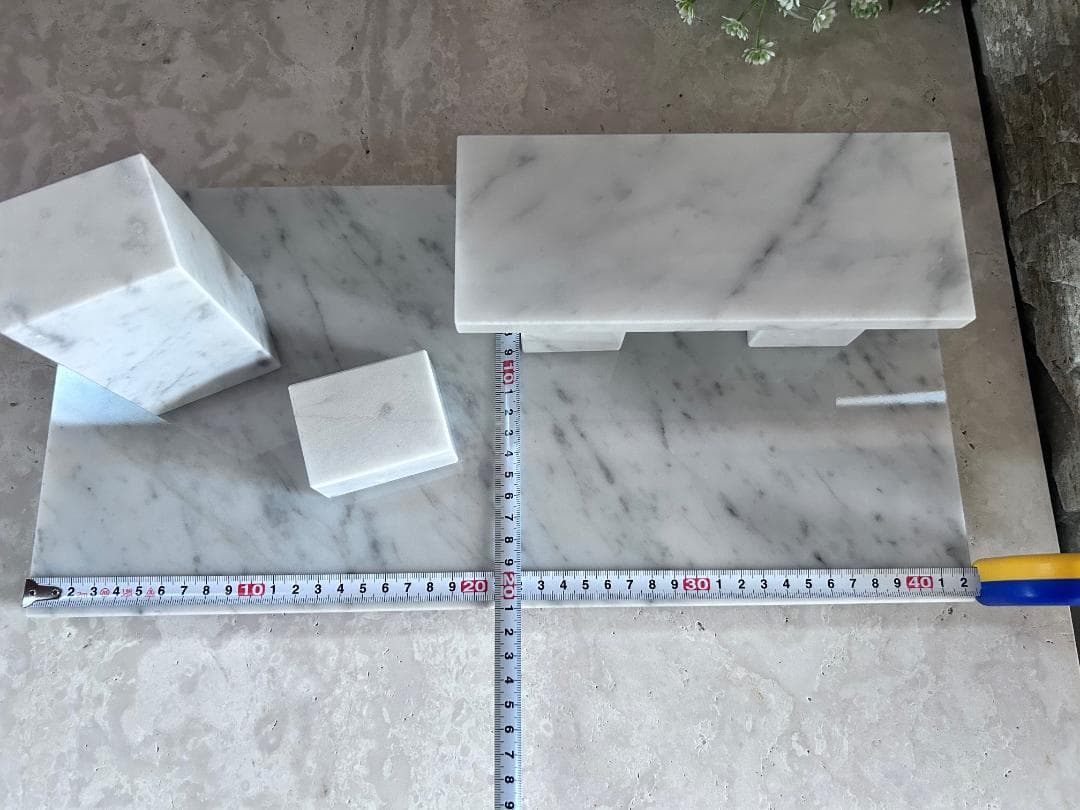 【この】天然白大理石ブロック・プレート●6点セット●巾木2枚●送料無料