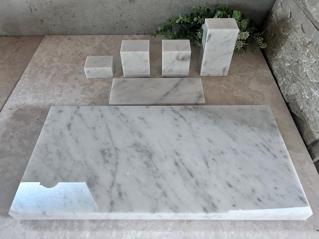 【この】天然白大理石ブロック・プレート●6点セット●巾木2枚●送料無料
