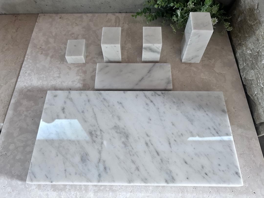 【この】天然白大理石ブロック・プレート●6点セット●巾木2枚●送料無料
