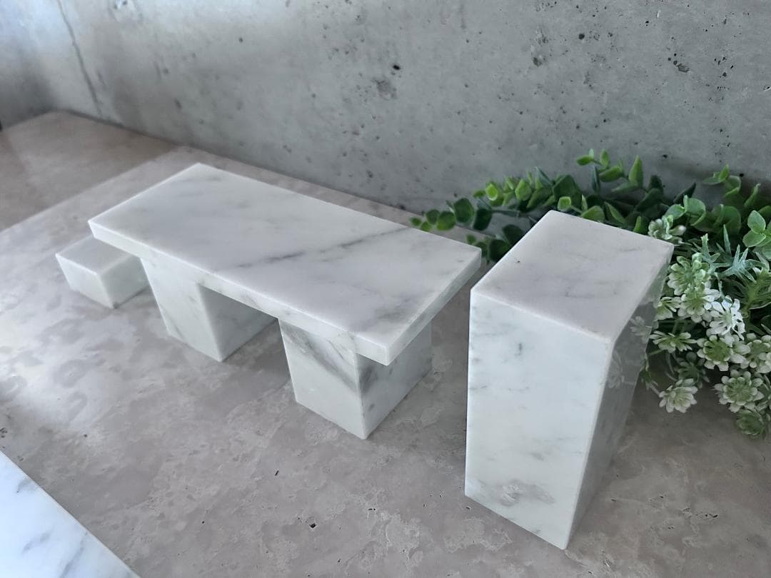 【この】天然白大理石ブロック・プレート●6点セット●巾木2枚●送料無料