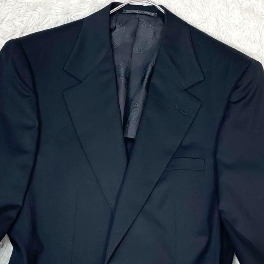 美品✨ヴェルサーチ スーツ セットアップ ストレッチ 裏地メデューサ 背抜き 黒
