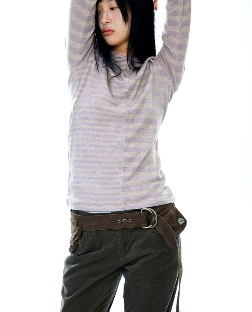 トップス coyseio mixed stripe hoodie purple