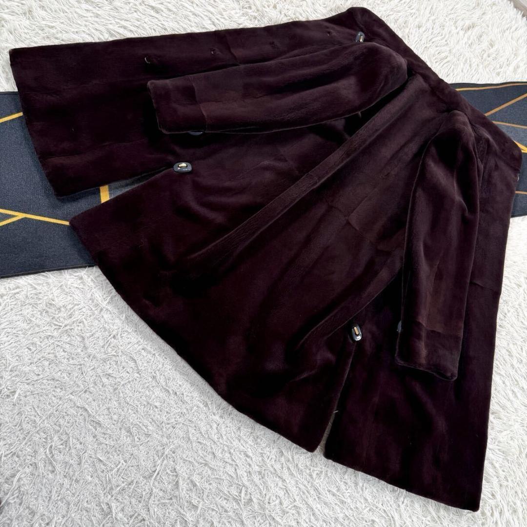 美品 総丈100㎝ エンバ シェアードミンク カシス コート ロング AA015