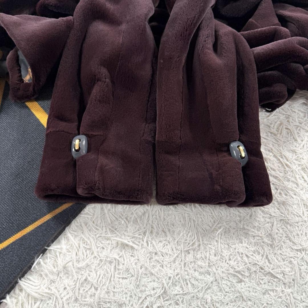 美品 総丈100㎝ エンバ シェアードミンク カシス コート ロング AA015