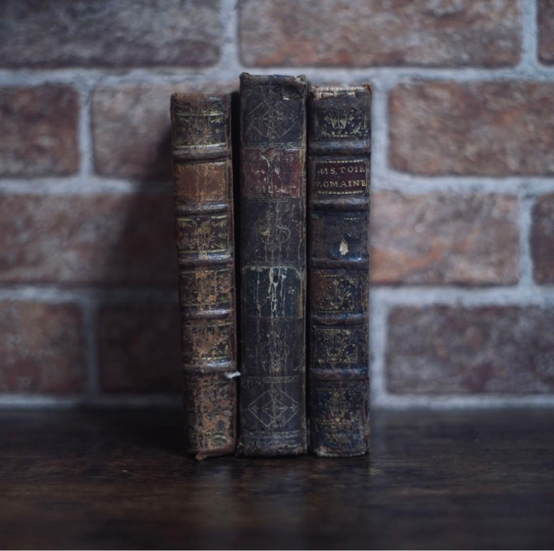 1700年代頃の希少な革装丁の洋書【3set】古書　アンティーク　インテリア