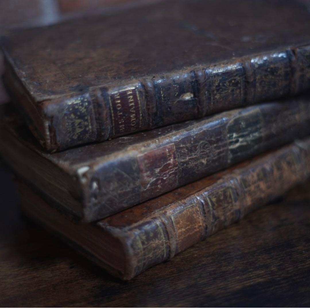 1700年代頃の希少な革装丁の洋書【3set】古書　アンティーク　インテリア