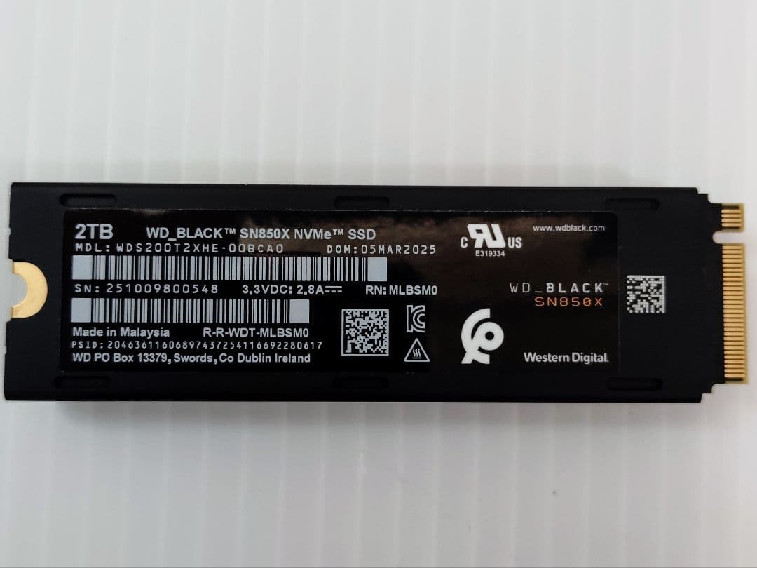 WD_BLACK SN850X(ヒートシンク付き)2TB 10月購入842時間
