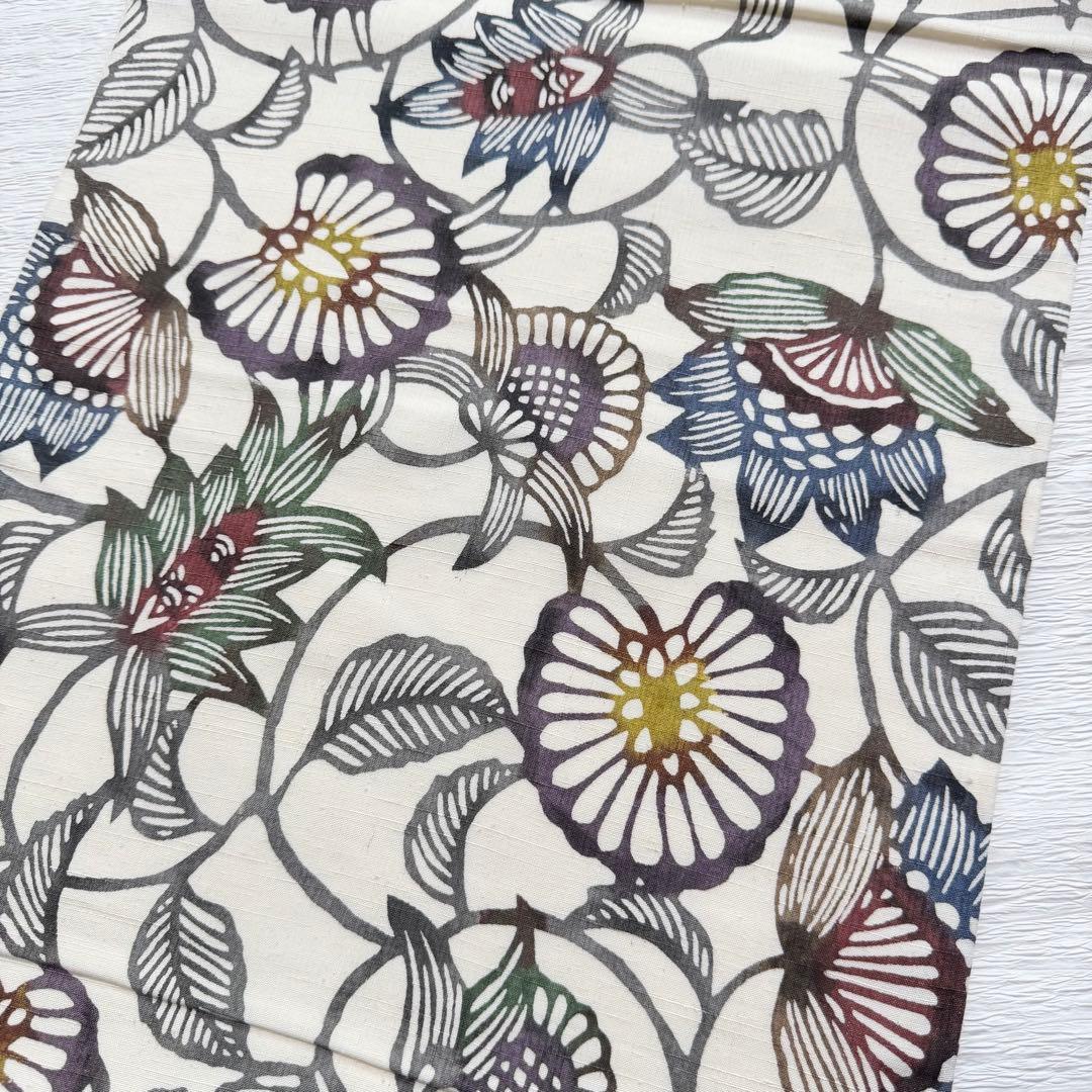 m-81 本場結城紬 紅型 正絹 袋帯 証紙付き