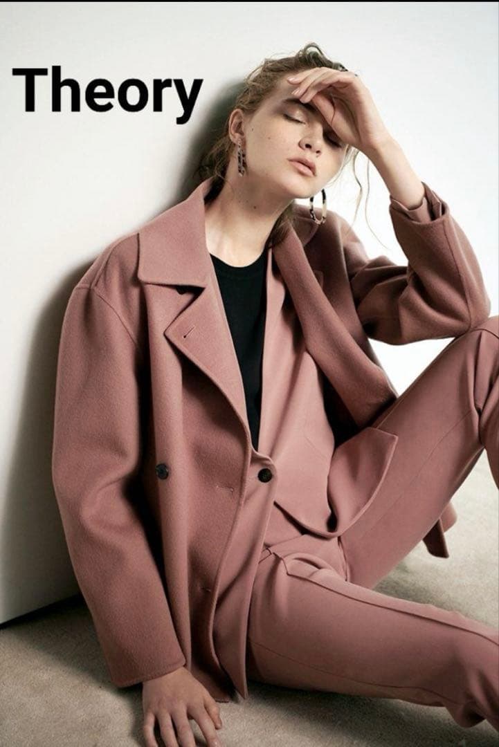 Theory 21aw ダブルフェイスピーコート ウール カシミア ピンク