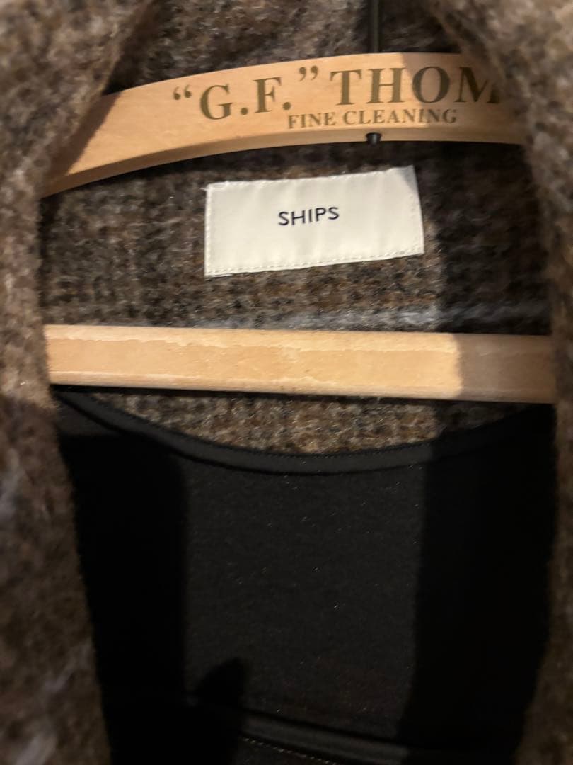 SHIPS スライバーチェックショートPコート